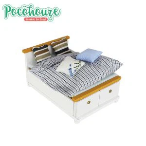 Dollhouse magħmula bl-idejn Miniature Bed