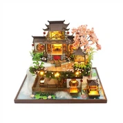 Daqs kbir Ċiniż Villa Stil Miniature Dollhouse Diy House