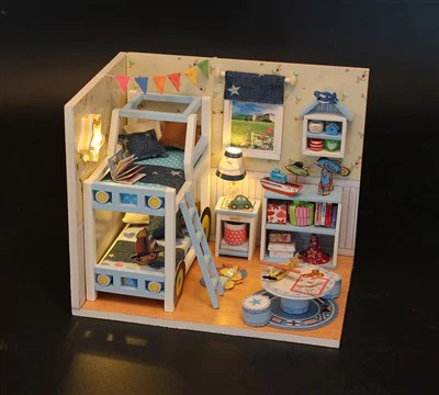 Hongda Ġugarell Dar Żgħar Ġugarell Kamra Żgħira DIY Miniature Mini House Dollhouse