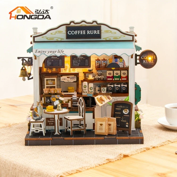 Kit Dollhouse tal-Injam tat-Tema tal-Kafè Diy